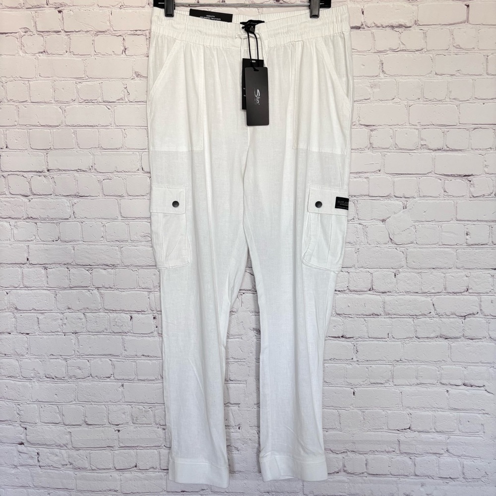 SILVER JEANS Charlotte High Waisted Straight Leg White Cargo Jogger--NWT--L - Picture 11 of 16